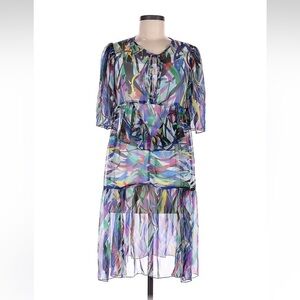 Anthropologie‎ Guybaxter Multicolor Sheer Women's Dress overlay boho coastal S